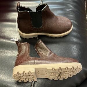 New 7c Koala Kids Brown Leather Chelsea Boots with Rugged Sole